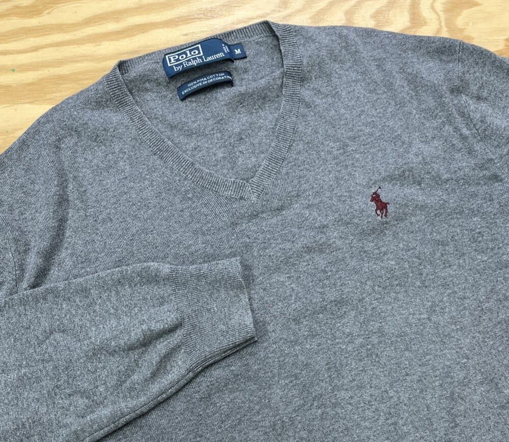 Vtg Polo Ralph Lauren Pima Cotton Knit Sweater Mens Size M Gray Capsule Preppy